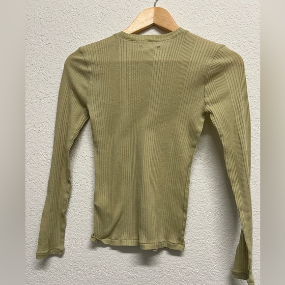 *Madewell Ribbed Celery Green Long Sleeved T-Shirt S - Picture 3 of 3